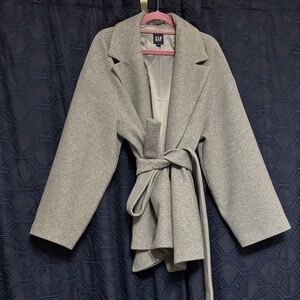 GAP Women's Light Gray Wool Blend Coat
